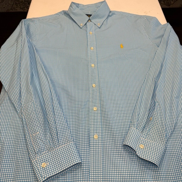 Ralph Lauren Men’s Button Down Shirt Blue/ White Gingham Sz XL - Picture 7 of 9